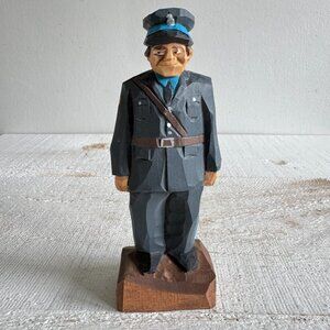 Vintage OPP Officer - Tom Hannah Hand Carved Wood Folk Art Figurine